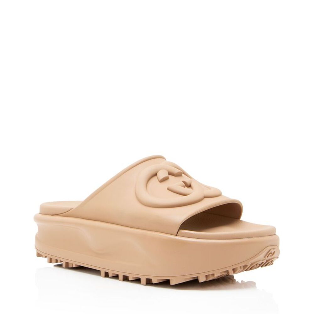 Gucci Rubber Interlocking G Platform Slides - Size 9 / 39